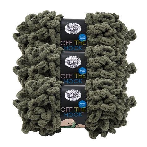 Lion Brand Yarn Off The Hook Olive Loop Jumbo Polyester Green Yarn 3