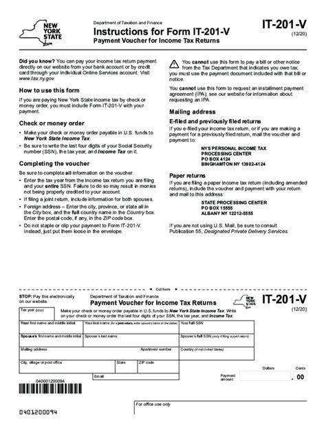 2020 Form Ny It 201 V Fill Online Printable Fillable Blank Pdffiller