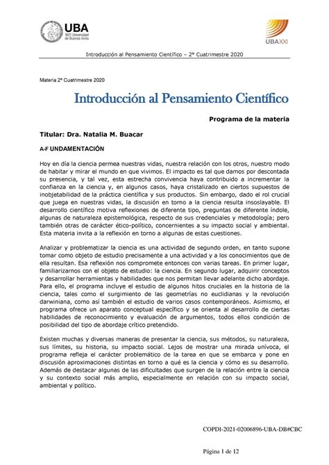 Ipc Programa Introducci N Al Pensamiento Cient Fico