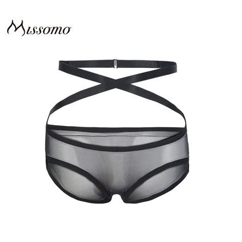 Buy Missomo New Fashion Women Sexy Cross Tie Underwear Cozy Black Solid Halter