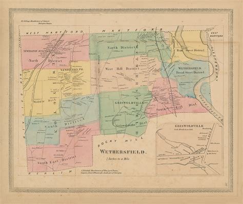 WETHERSFIELD Connecticut 1869 Map Replica or GENUINE - Etsy