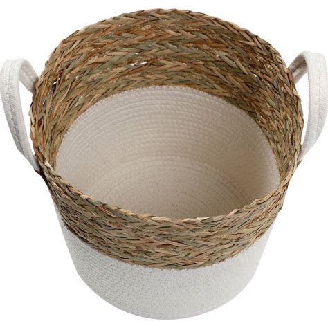 Inspire Woven Round Basket With Handle Medium Each Woolworths