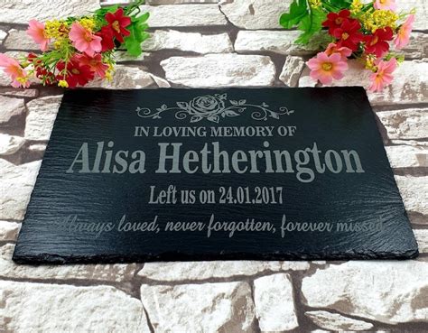 Personalised Memorial Slate Plaque Grave Marker Engraved With Etsy Uk