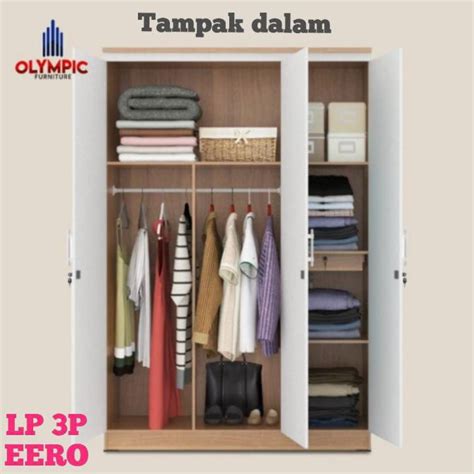 Jual Lemari Baju Pakaian Kayu Pintu Seri Type Eero Merk Olympic