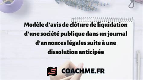 Mod Le D Avis De Cl Ture De Liquidation Dune Soci T Publique Dans Un