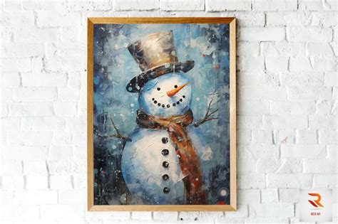 Snowman Abstract Oil Painting Wall Art By Mulew Art | TheHungryJPEG