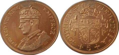 Shillings Edward Viii Copper King Emperor Rodesia Del Sur