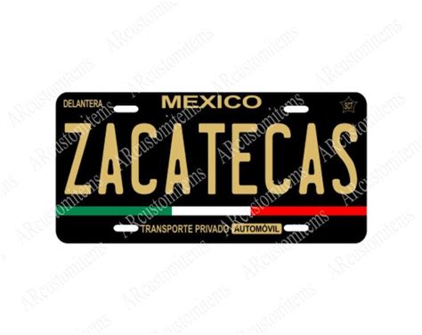 Zacatecas License Plate Modern Black Mexican State Car Plate Placas