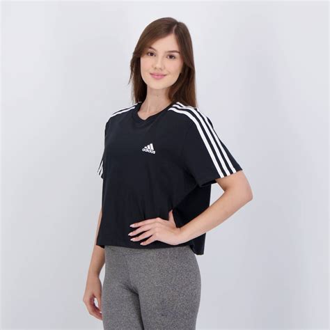 Cropped Preto Da Adidas - Cropped Adidas 3 Stripes Feminino Preto - FutFanatics