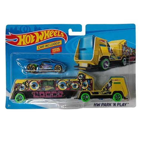 Hot Wheels kamion Park N Play kisautóval sárga Gyerekajándék