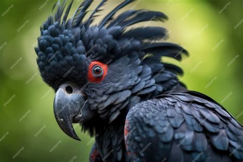 Premium AI Image | A Beautful Red Tailed Black Cockatoo