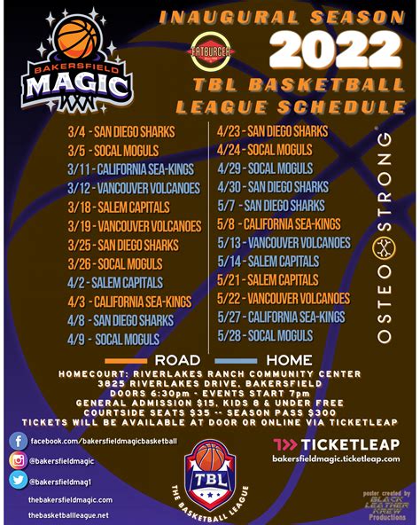 Bakersfield Magic Basketball 2022 Schedule : r/Bakersfield