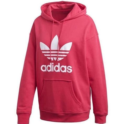 Sweat à Capuche Femme Adidas Originals Adicolor Trefoil Rose Blanc