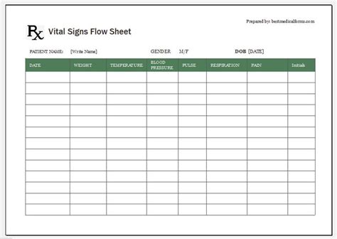 Daily Weekly Monthly Vital Signs Sheet Printable Medical Forms