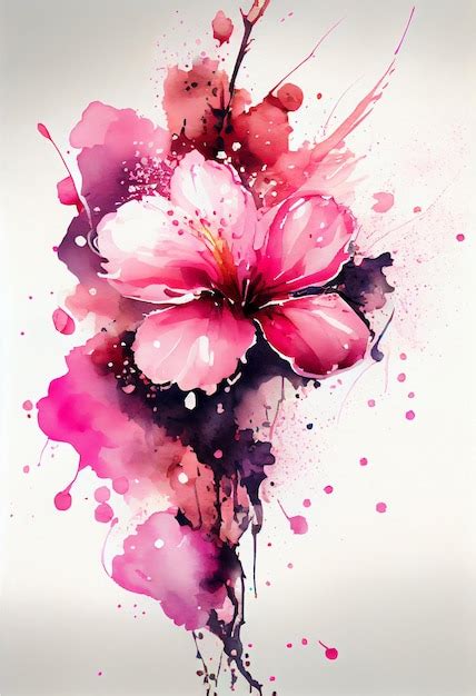 Premium Photo Watercolor Blooming Sakura Flowers With Splash Background