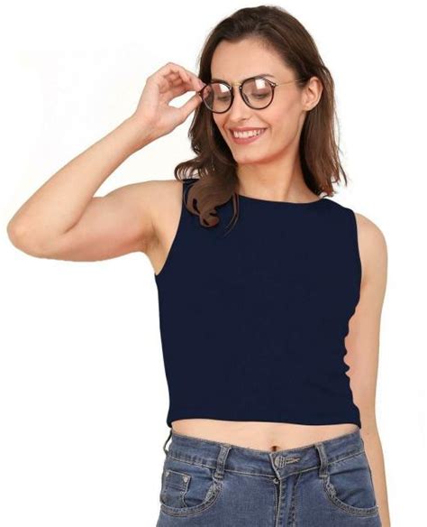 Ad2cart Women Lycra Blend Navy Crop Top S Jiomart