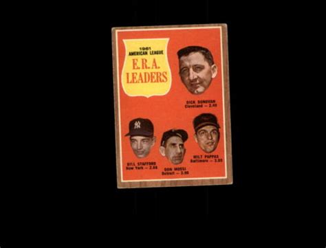 1962 Topps 55 AL ERA Leaders Donovan Stafford Mossi Pappas VG D868781