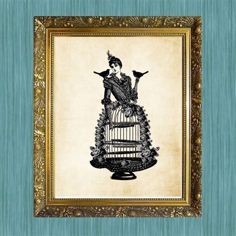 Steampunk Birdcage Print Birdcage Lady Print 8 X 10