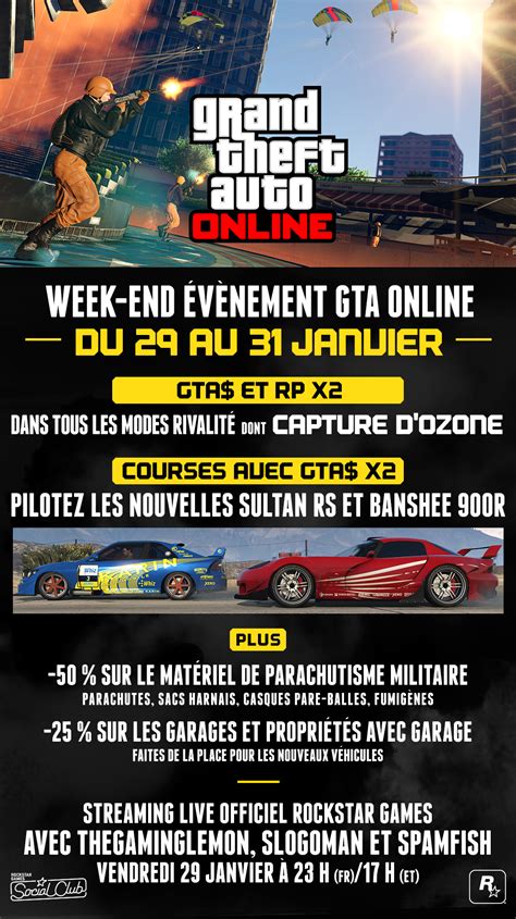 Week end évènement dans GTA Online GTA et RP doublés dans tous les