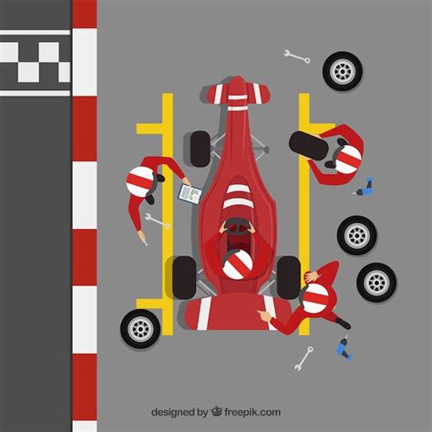 Free Vector | Formula 1 pit stop workers with flat design