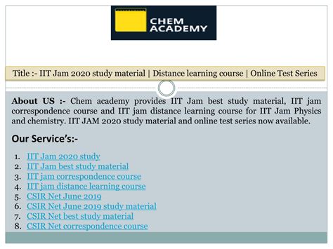 Ppt Iit Jam 2020 Study Material Distance Learning Course Online