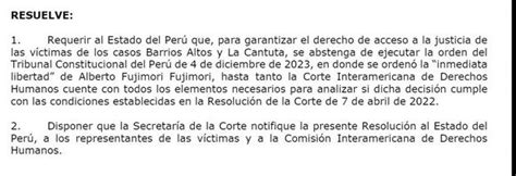 Corte Idh Requiere Al Estado Peruano No Ejecutar Fallo Del Tc Que