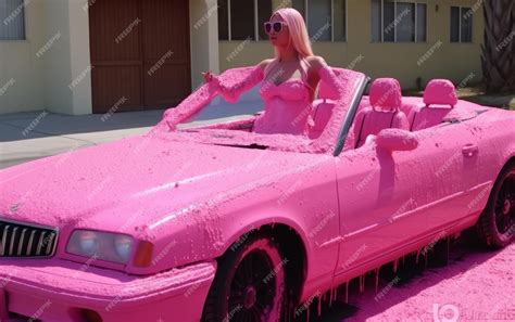 Premium AI Image | woman hip hop Barbie sitting on car