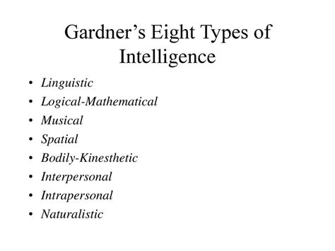 Gardners Eight Types Of Intelligence Ppt Download