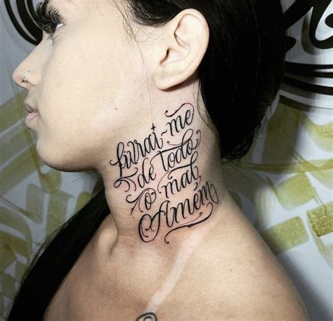 A Woman With A Neck Tattoo That Says Let Me Take The Time To Remain