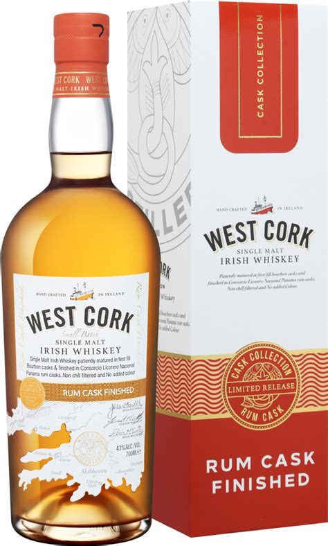 West Cork Small Batch Rum Cask Finished Single Malt Irish Whiskey Gift