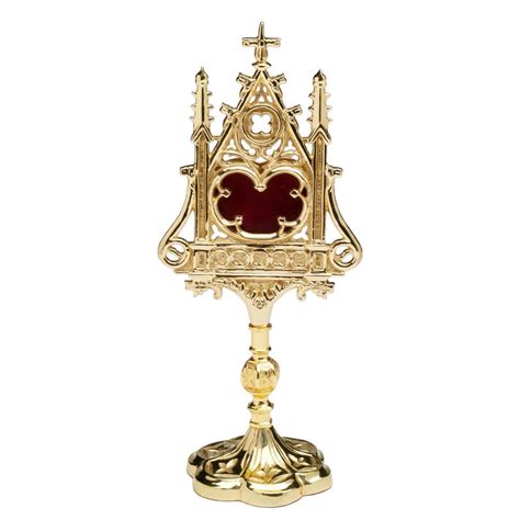 Classic Relic Holder With Luna Brass Altar Reliquary Church Or Home