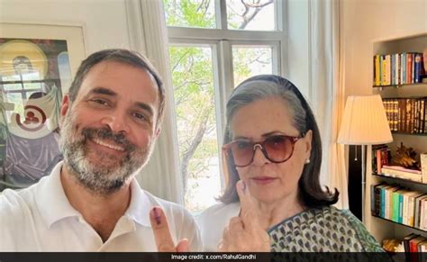 Rahul Gandhi S Inked Selfie With Mother Sonia After Casting Votes