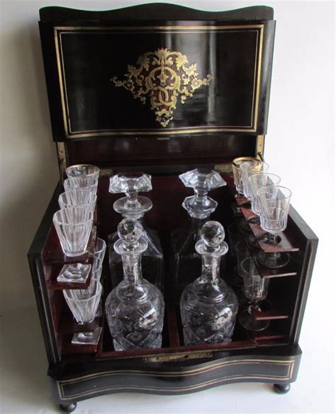 Antique French Traveling Liquor Boxtantalus Set With 4 Decanters And 14 Stopper Wesley Chapel