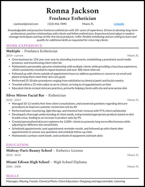 13 Esthetician Resume Examples That Work In 2025