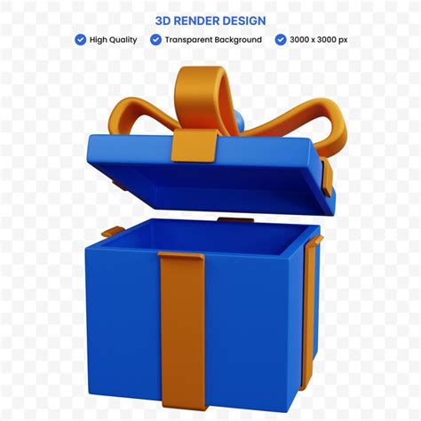 Coffret Cadeau Bleu Rendu 3d Isolé PSD Premium