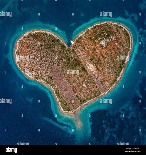 Galesnjak Croatia Aerial Top Down View Of The Famous Heart Shaped