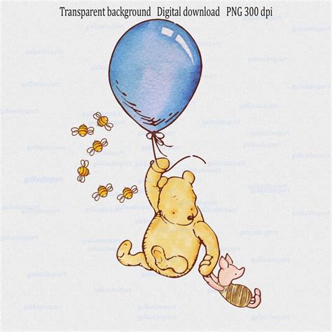 Classic Winnie The Pooh With Piglet On Ballon Sublimation Design