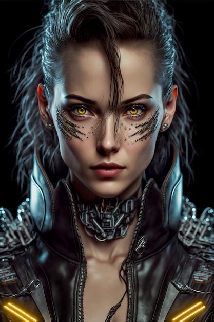 Neon Femme Fatale Cyberpunk Mulher M Scara De G S Ilustra O D