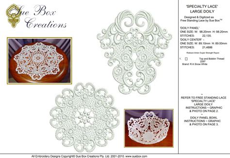 Lace Large Lace Doily Fsl Embroidery Motif 02 By Sue Box Sue Box Creations