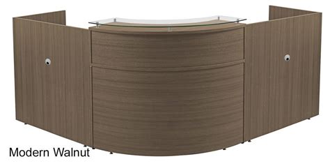 X Curved L Shaped Reception Desk With Glass Counter