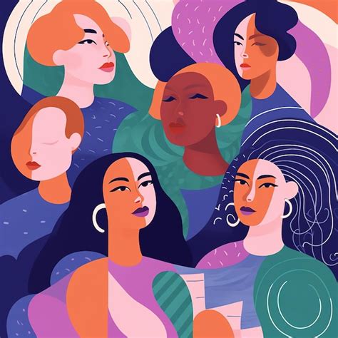 Un Grupo De Ilustraciones De Mujeres Multi Tnicas Foto Premium