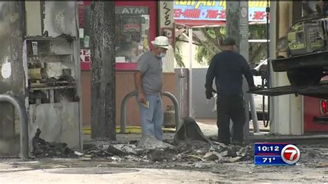 Vehicle Catches Fire At Nw Miami Dade Gas Station Wsvn 7news Miami