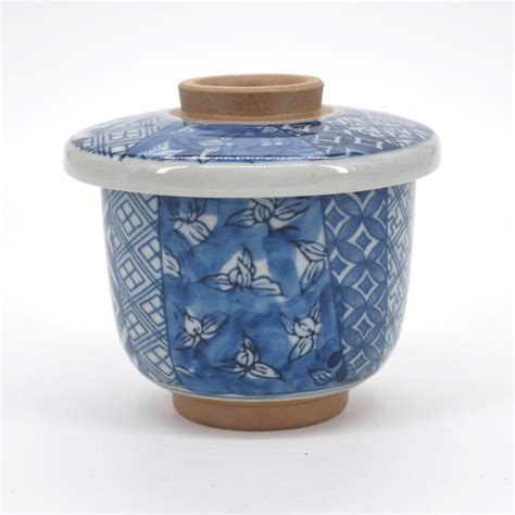 Taza De T Japonesa Con Tapa Sh Zui Hana Patrones Azules