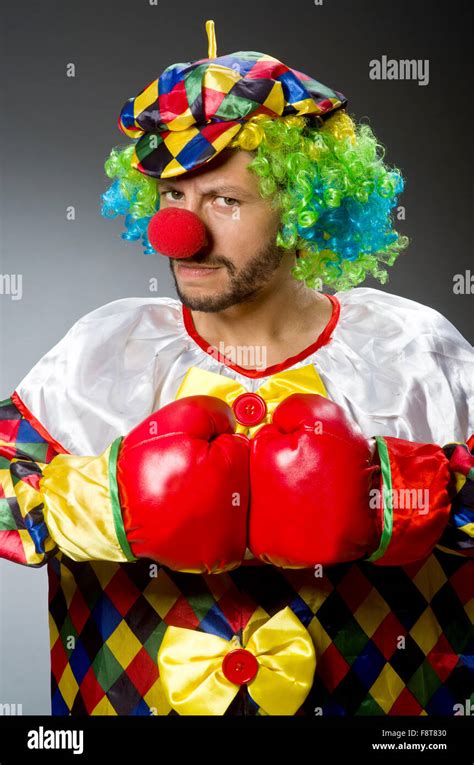 Funny clown with boxing gloves Stock Photo - Alamy