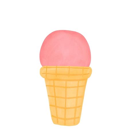 Premium Photo Watercolor Ice Cream In Waffle Cone Summer Cold Sweet