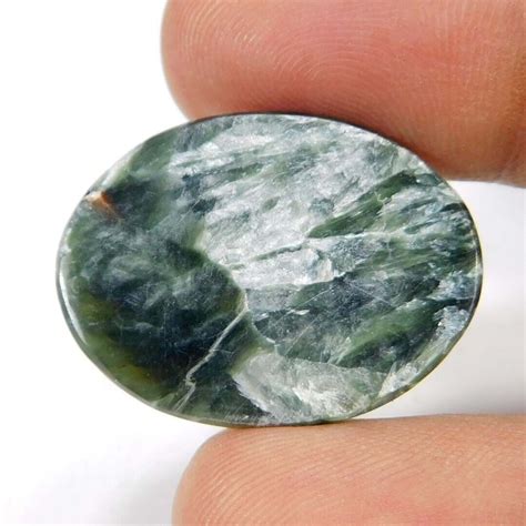 Natural Untreated Green Seraphinite Oval Cabochon 28 15Cts Loose