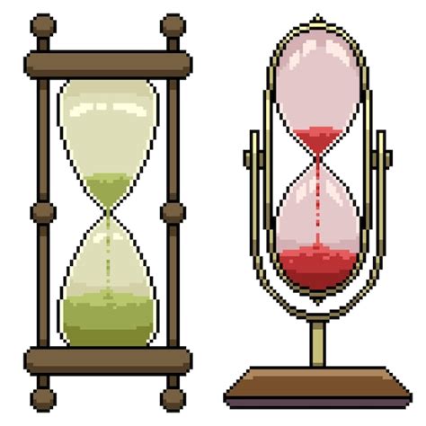 Conjunto De Temporizador De Reloj De Arena Aislado De Pixel Art