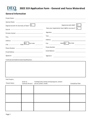 Fillable Online Deq Mt 2022 319 Application Form General And Focus