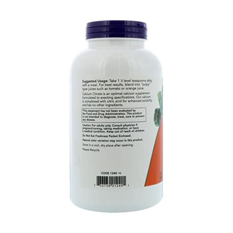 Now Supplements Calcium Citrate Powder Highly Bioavailable Calcium Supports Bone Health 8