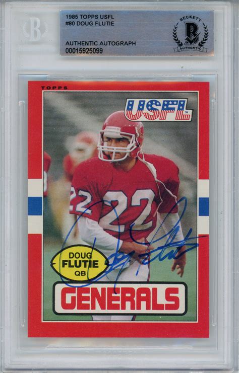 Doug Flutie Signed Topps Usfl Rookie Card Beckett Slab